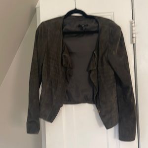 Charcoal gray suede Boss shirt jacket .